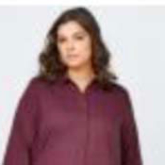 BLOUSE, LINEN OR BLEND, FIG, SIZE 4X, LONG SLEEVES, BUTTON FRONT, IN EVERY STORY - Picture 1 of 1